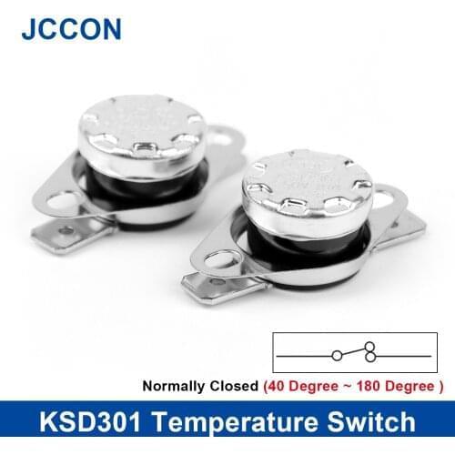 2Pcs KSD301 Temperature Switch Thermast Sensor Control Protector Normally Closed 10A 250V 85C 95C 105C 135C 145C 180C Degree