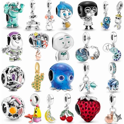 2021 New 925 Sterling Silver Beads Angel Wings Hearts Rose Flowers Charms Fit Original Pandora Bracelet Women Jewelry DIY Gift