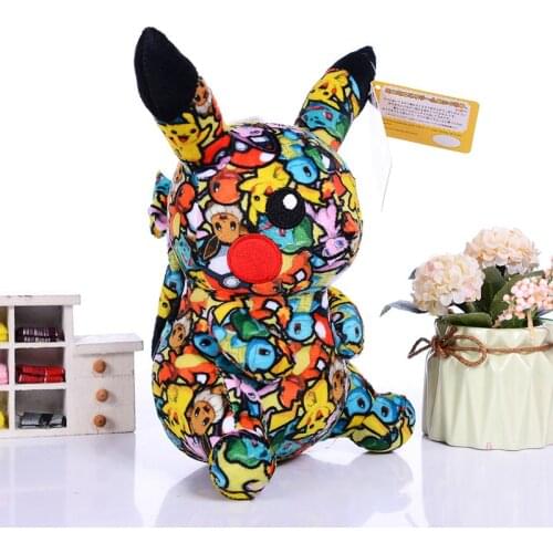 Pokemon Film Series Of Cartoon Characters Street Art Graffiti Art Version Pikachu Plush Toy 20CM Birthday Presents For The Doll