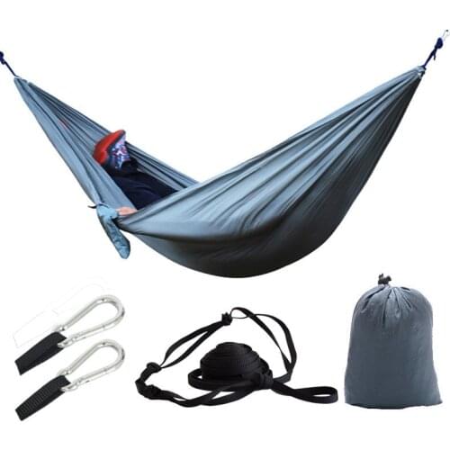 Portable Nylon Cloth Multifunction Camping Hammock Double Outdoor Hamac Sleeping Hamak Garden Hamaca With Carabiner And Ropes