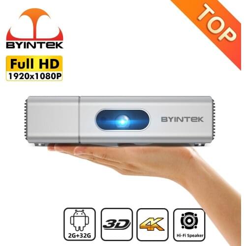 BYINTEK U50 Full HD 1080P Wifi Display LED DLP Mini 3D 4K Android Smart Portable Projector Proyector for Smartphone Cinema