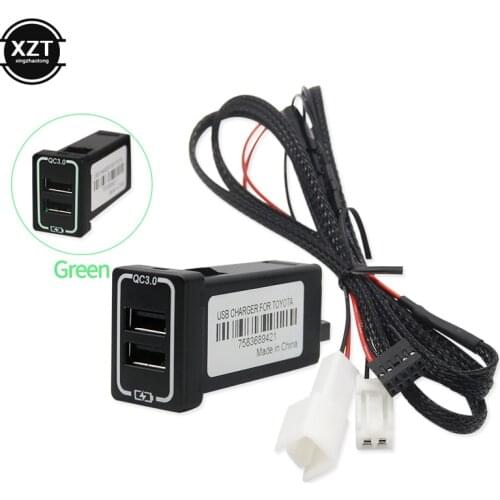 QC3.0 Quickcharge Car Charger Double USB Phone PDA DVR Adapter Plug & Play Cable For Toyota