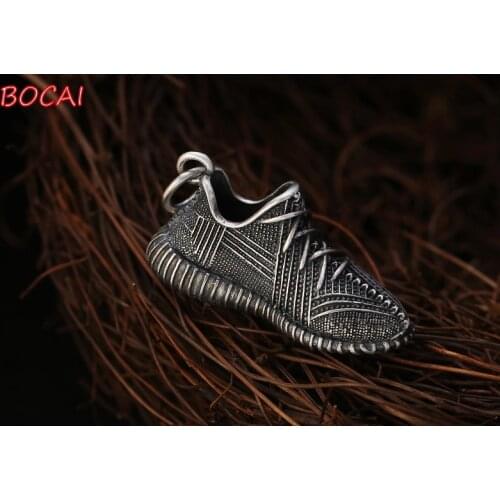 Real s925 sterling silver Korean retro hipster wild pendant Thai silver popular personality coconut shoe pendant for men and wom