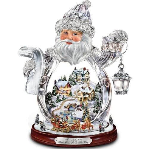 Christmas Tree Santa Rotating Sculpture Train Decorations Window Paste Stickers Christmas Decorations for Home Navidad Ornaments