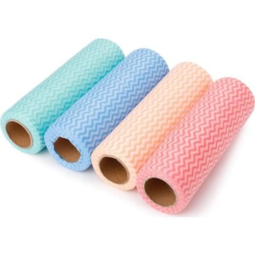 Roll Non-woven Kitchen Cleaning Cloth Disposable Rags Wiping Scouring Pad Dishcloth Bathroom Washing Cloth Kitchen Tools