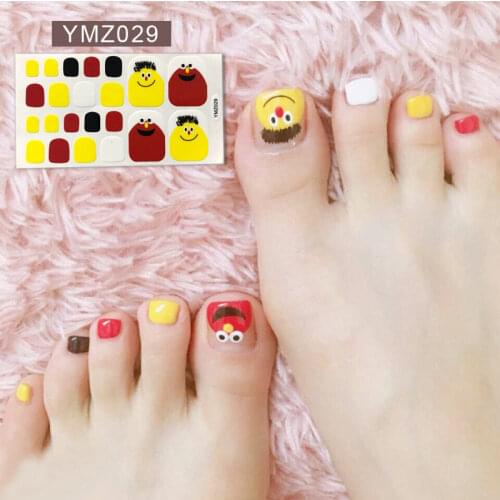 22Tips Cartoon Toe Nail Stickers Waterproof Fashion Wraps DIY Toenail Art Decorations Full Cover Adhesive Foil Manicure Decals