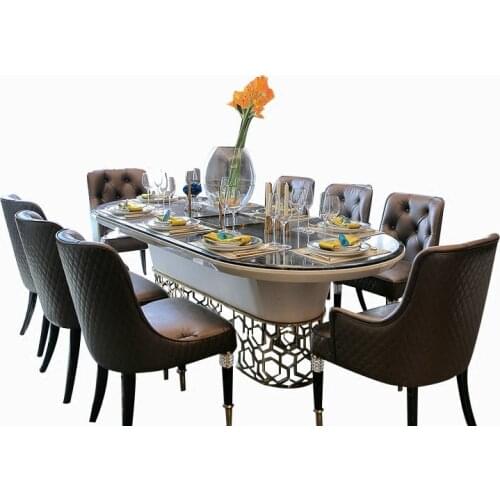Furniture Port-style light luxury post-modern dining table chair model room high-end villa oval dining table