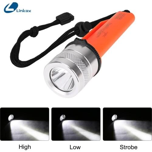 LED Waterproof Diver Diving Flashlight Underwater 3 modes Lighting Rotary Switch T6 ABS Torch for Outdoor Hunting Camping Night