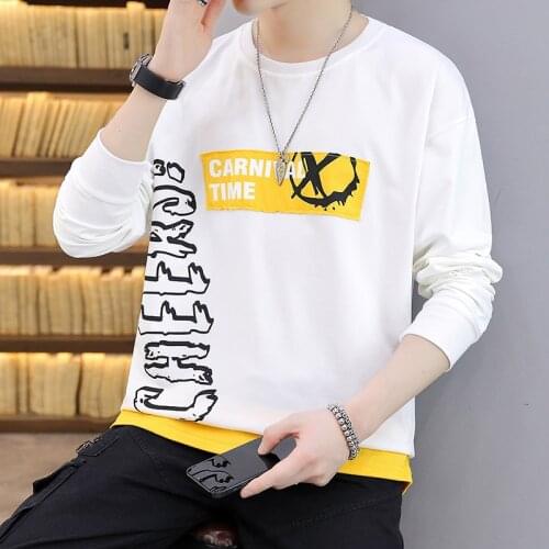 Round Neck Mens Hoodie Casual Letter Print Long Sleeve Sweatshirt Men Hip-Hop Streetwear Trendy Pullovers Autumn Spring