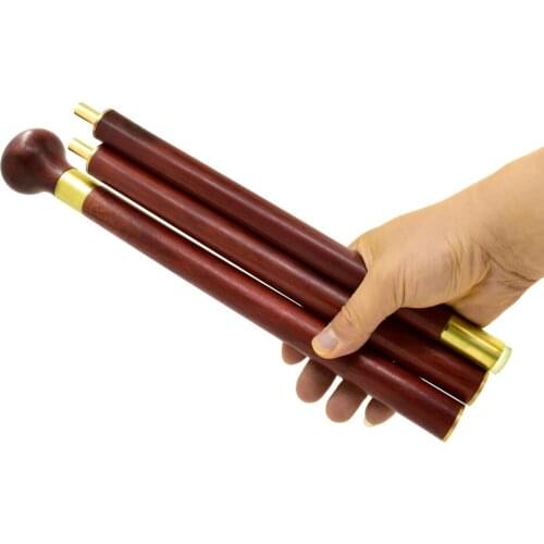Vintage Wood Walking Stick Cane Wooden Wood Round Head Canes 3-Sections Foldable Gentle Travel Walking Gentleman Stick Portable