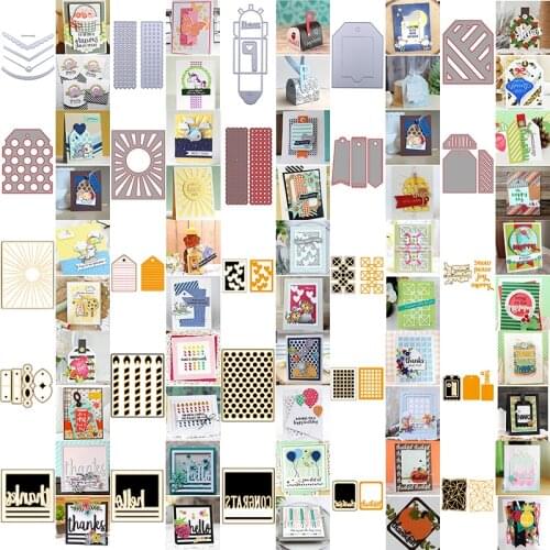 Cutting Dies Various Banner Label Tag Mail Box Scallop Border Slimline Sun Ray Dot Repetition Background Words Line Frame 2021