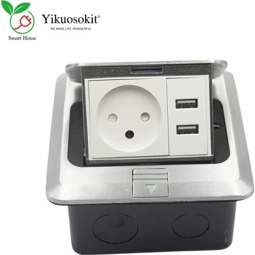 High Quality Israeli Sockets 5V 2.1A 2 USB Charging Port Pop Up Hidden Power Ground Socket Electric Floor Outlet CE Rohs