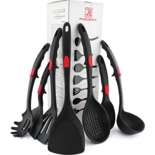High quality food grade 7 pieces/set of silicone pastry spatula, non-stick heat-resistant cooking tool kitchen utensil set