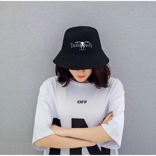 Japan Hot Anime Figure Figure Death Note Bucket Hat Men Hats for Women Unisex Cartoon Casual Cap Smiling Cute Fisherman Hat