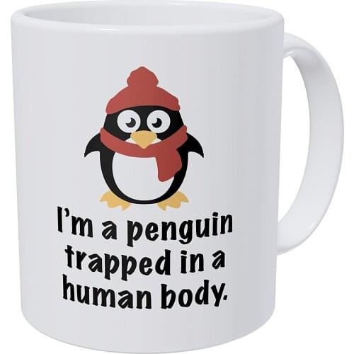 I'm A Penguin Trapped In A Human Body Red 11 Ounces Funny Coffee Mug