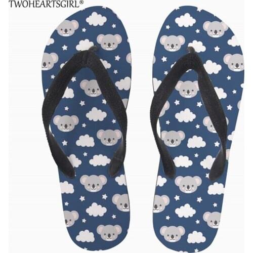 Twoheartsgirl Womens shoes Cute Koala Bear Summer New Beach Sandals and Slippers Flat Slippers Flip-flops Light Beach Slippers