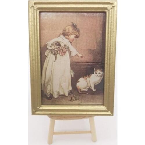 1Pc 1:12 Dollhouse Miniature Photos Oil Painting Mural Wall Picture Doll House Decor