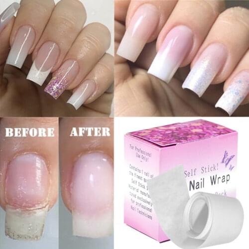 1PC White Nail Extension Tips Fiberglass Silk DIY Wraps Self Adhesive Acrylic UV Gel Fiber Nail Forms French Manicure Tools