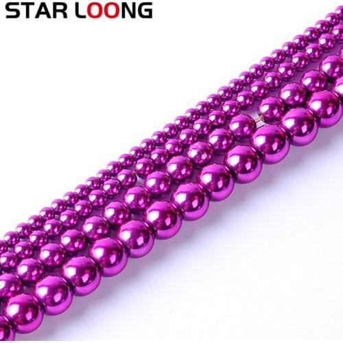 1pack/lot Natural stone 4/6/8mm Hematite beads Bright fushia Hot pink Round Loose Beads for DIY Necklace Bracelet Jewelry Making