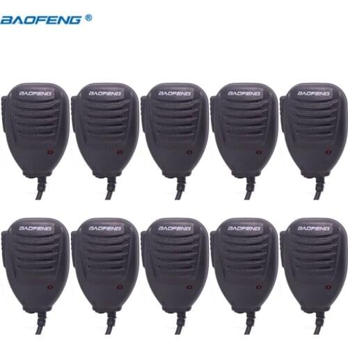 10pcs Baofeng UV-5R UV-82 BF888S PTT Walkie Talkie Speaker Mic Handheld Microphone For Kenwood Pofung UV5R UV82 Portable Radio