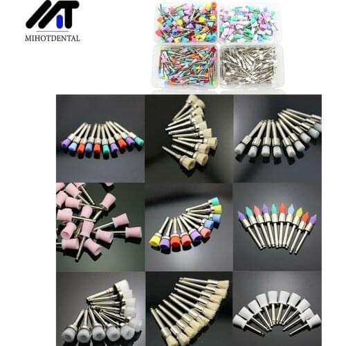 100pcs/Box Dental Polishing Brush Polisher Prophy Rubber Cup Latch Colorful Nylon Bristles Mix Style Dentist Tool Lab Instrument