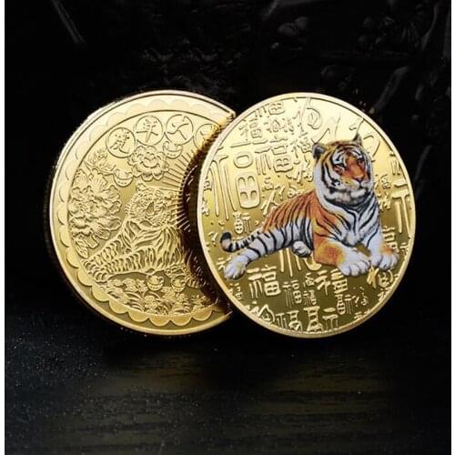 2022 China New Year Tiger Year Original Commemorative Coin Bimetal Collection Chinese Zodiac Tiger Year Coins Decoration Crafts