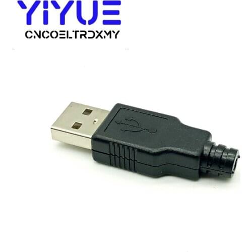 5pcs Type A Male USB 4 Pin Plug Socket Connector With Black Plastic Cover