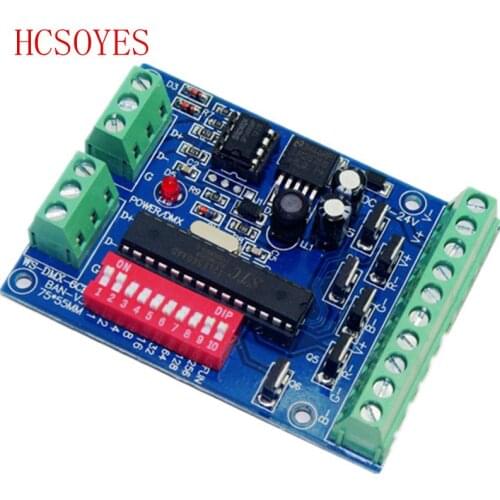 6 channels 6CH Easy DMX Controller,RGB LED dmx512 dimmer,LED decoder,DC5V-24V,for led strip lights lamp bulb,4A each color