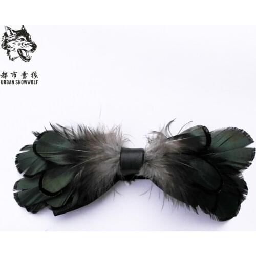 Free shipping new mens male eagle feathers tie high-end fashion personality offbeat Headdress female atmosphere velvet bow tie