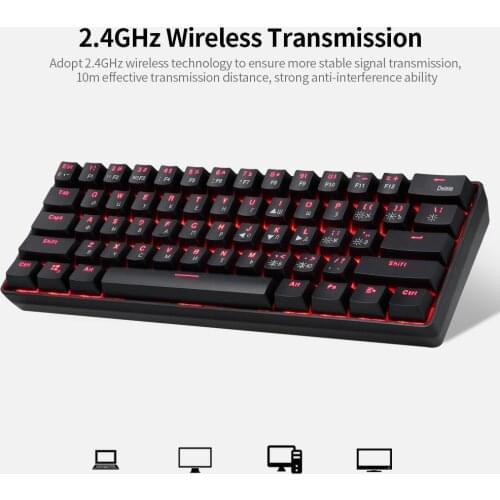 61 Keys Mechanical Keyboard USB 2.4G Wireless Dual-mode English&Russian Keyboards with RGB Light Effect Red/Blue Switches