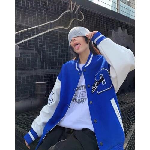 2021 baseball uniform jacket female new high-quality streetwear loose couple retro clothes men and women oversized jacket