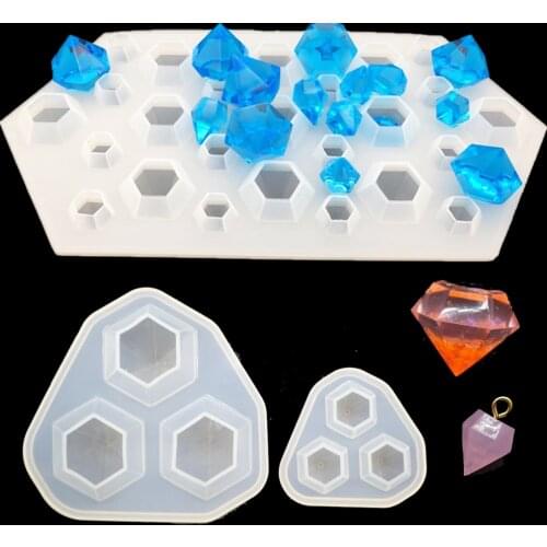 1=3pcs Silicone Mold for jewelry Diamond Pendant Necklace Crafts Making Resin epoxy Silicone Mould DIY handmade tool