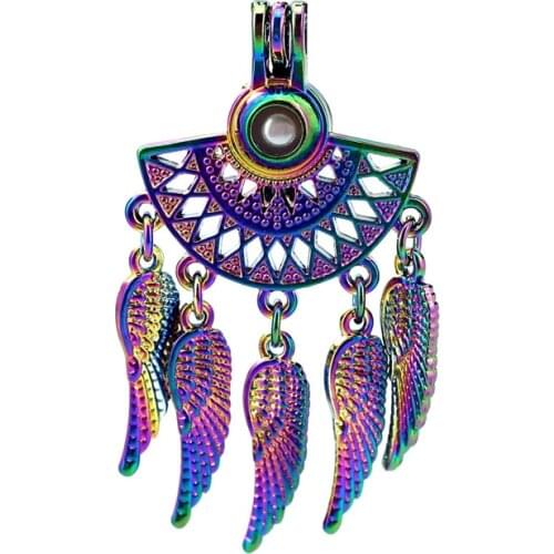 C842 5pcs/lot COLORS Fan shapes Filigree Leaf Pendant Pearl Locket Fairytale Party Essential Oil Diffuser Beauty Gift