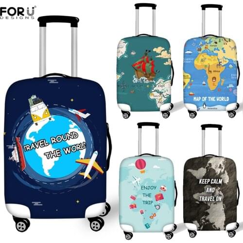 FORUDESIGNS 2019 World Map Printing Thick Luggage Protective Cover Elastic for Trolley Case Anti Dust Covers Travel Accessories