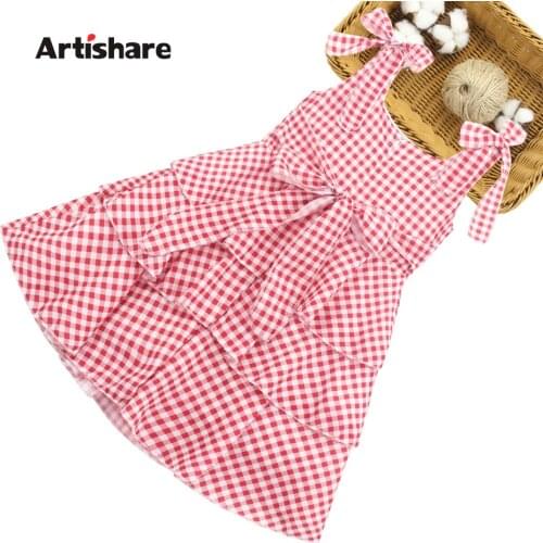 Kids Dresses For Girls Plaid Pattern Girls' Dresses Casual Style Child Dress Summer Clothes Girl 6 8 10 12 14