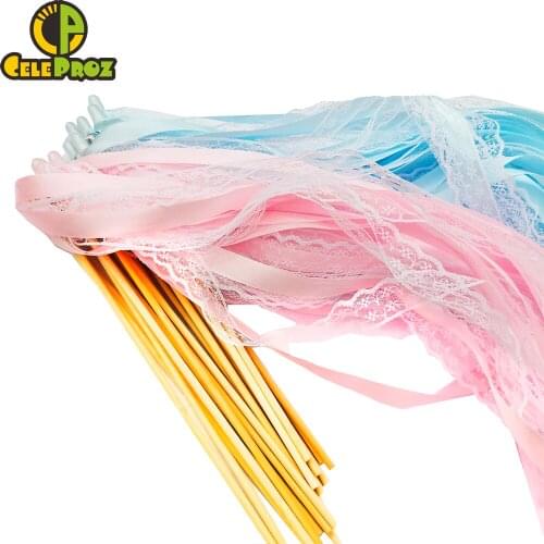 Baby Birthday Fairy Sticks Baby Boy Girl First Birthday Baby Shower Decoration Tulle Confetti Streamers Ribbon Party Supplies