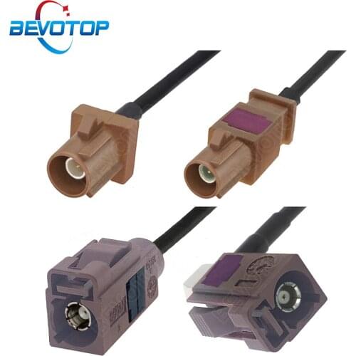 Brown Fakra F to Fakra F Cable RAL 8011 F Code Male / Female RG174 Pigtail RF Coaxial Extension Cord Adapter for TV 0.5M ~ 7M