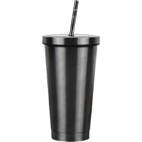Stainless Steel Mug Anti-corrosion Spill-proof with Lid Straw Rustproof Coffee Mug for Travel Coffee Mug