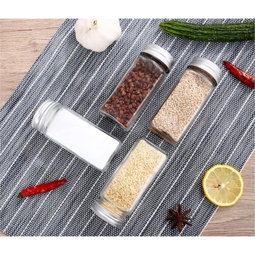 Spice jar set kitchen storage rack storage rack container glass spice bottle with lid camping condiment container