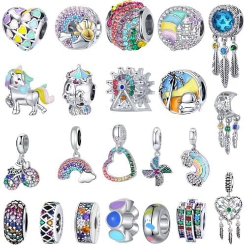 New exquisite beaded colorful colorful colorful spring beaded suitable for original Pandora ladies bracelet jewelry gift