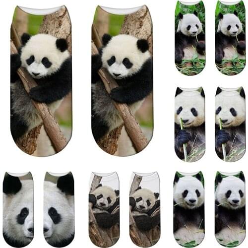 New 3D Printed Cotton Socks Summer Sports Cycling Short Socks Funny Cute Panda Children Low Ankle Socks Gift носки с принтами