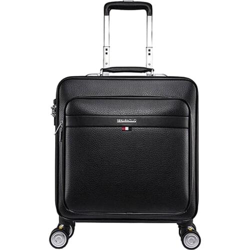 New business 16/18/20/24 inch genuine leather rolling luggage on wheels cabin trolley travel bags mala brand trolley suitcase