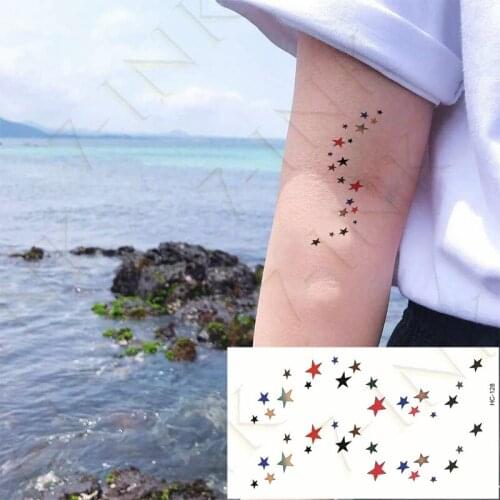 Original Waterproof Tattoo Stickers Men and Women Star Pattern Color Stars Cute Small Fresh Stickers Travel Vacation Beach