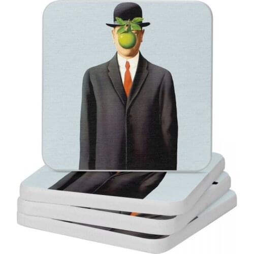Rene Magritte The Son Of Man 1964 Diatom Square Round Coaster Non Slip Cup Bonsai Mat Soap Toothbrush Pad Diameter 10cm