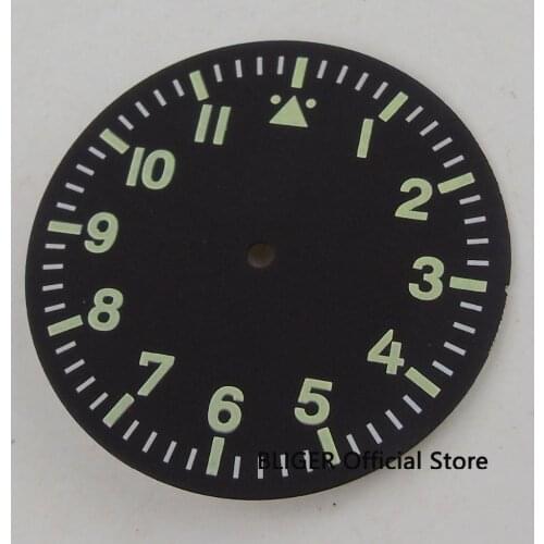 Bliger 35.5MM Green numbers Luminous Marks Sterile Watch Dial luminous fit Miyota 8215 8205 Movement Watch Dial 137