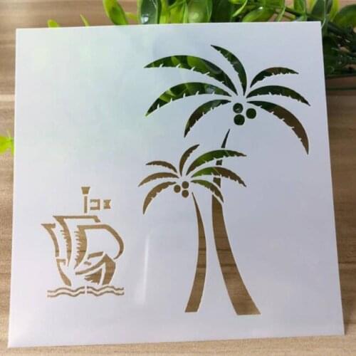 Coconut Tree Plant Painting Template Embossing DIY Craft Accessories Sjablonen For Scrapbooking Stencil Reusable