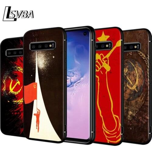 Union USSR Grunge Flag For Samsung Galaxy Note 20 10 9 S10 Ultra S10E S9 S8 Plus A21S A51 A71 5G Black Phone Case