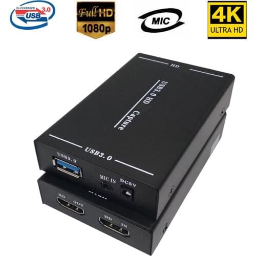 4K 60Hz USB3.0 Video Capture HD USB Video Capture Dongle with MIC Game Streaming Live Stream Broadcast