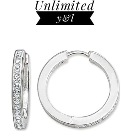 Hinged Creole Hoop Earrings Round Earring Thomas Style Silver One Rows White Zirconia Fashion Good Jewelry for Women 2018 New