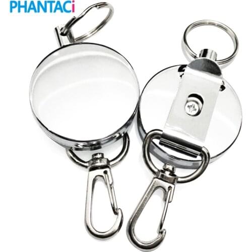 Retractable Pull Key Ring ID Badge Lanyard Name Tag Card Holder Recoil Reel Belt Clip Attachment Buckle Recoil Keychain Tool